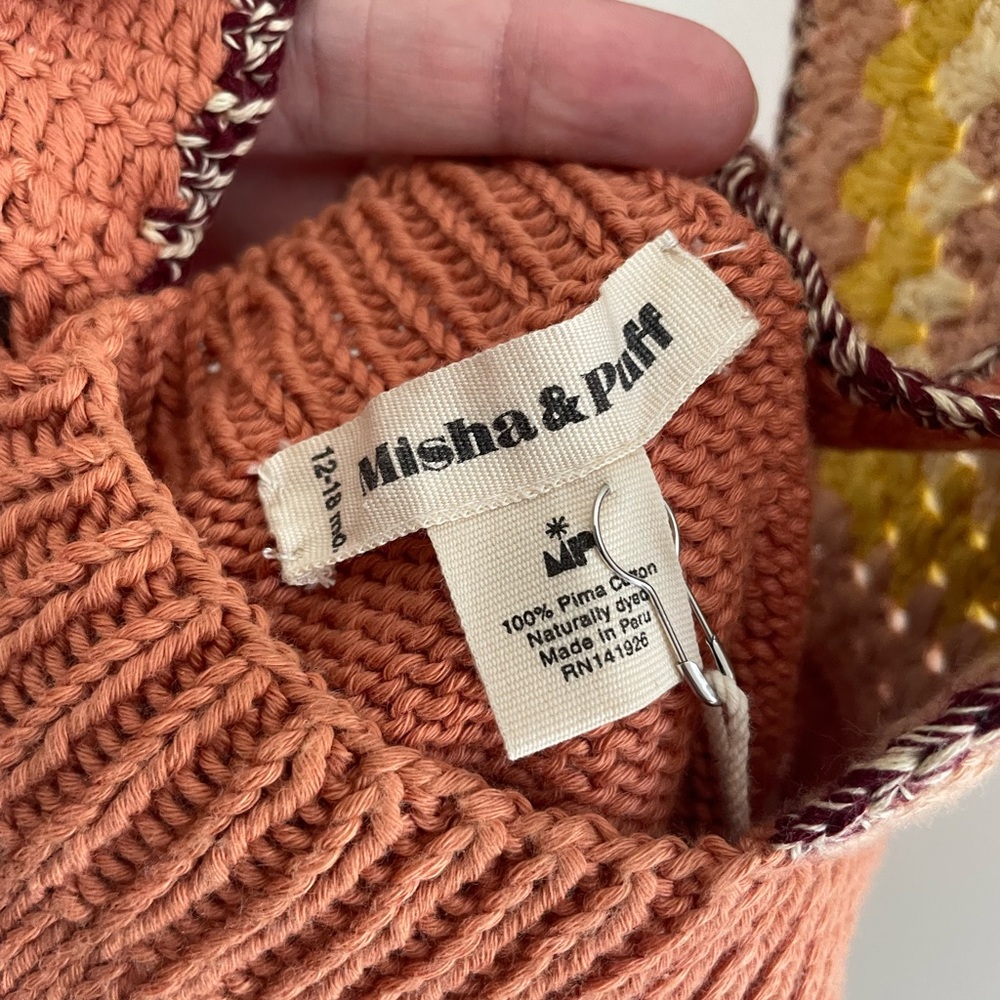 Misha And Puff Knit Crochet Sunsquare One-Piece in Rust, Yellow, Cream - Picture 11 of 11